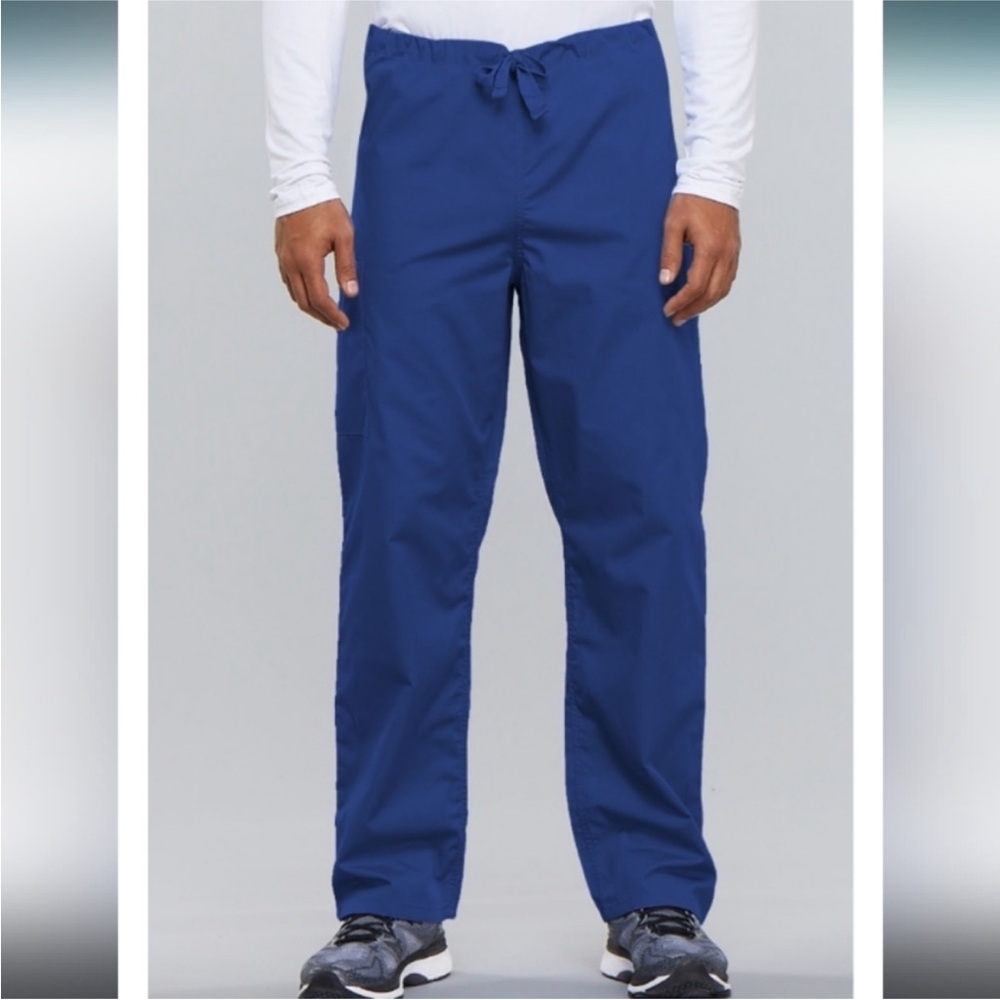 Core Stretch by Cherokee Workwear Unisex Drawstring Cargo Scrub Pant royal blue